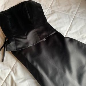 Two piece black satin dress